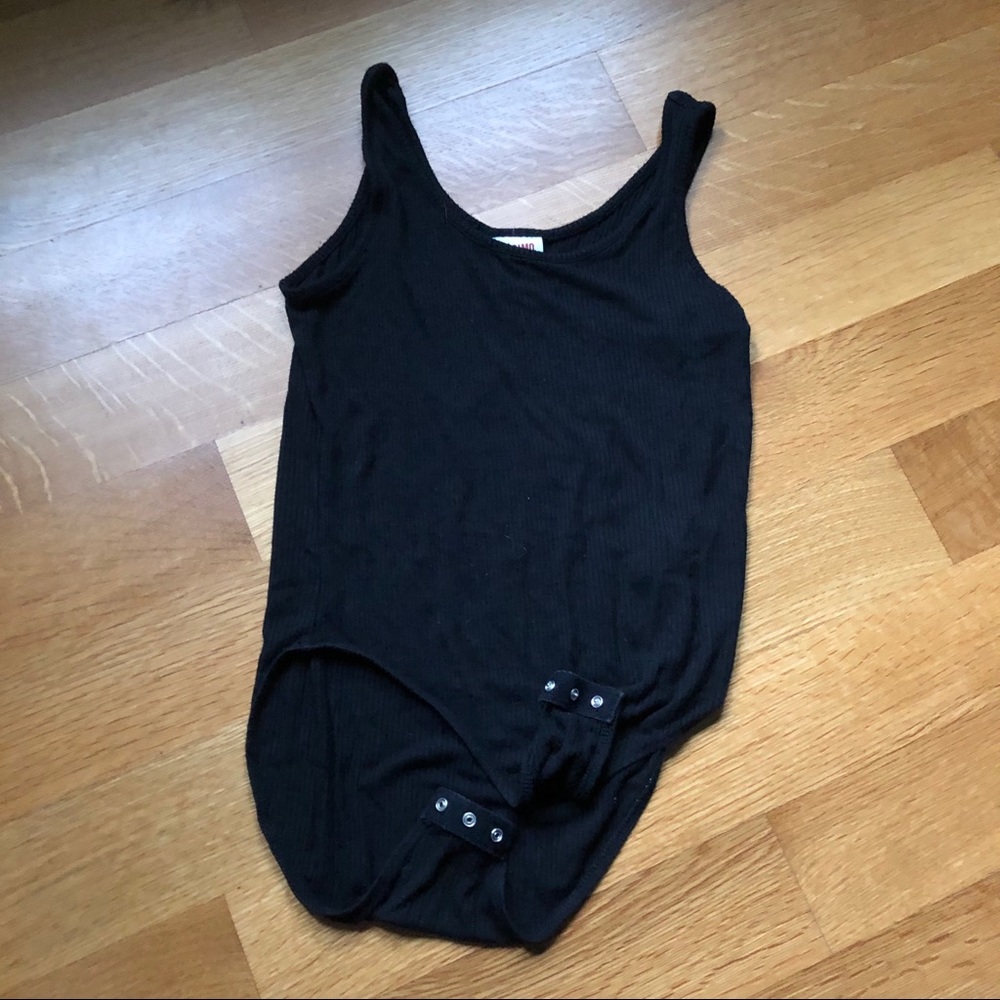 Black Ribbed Bodysuit